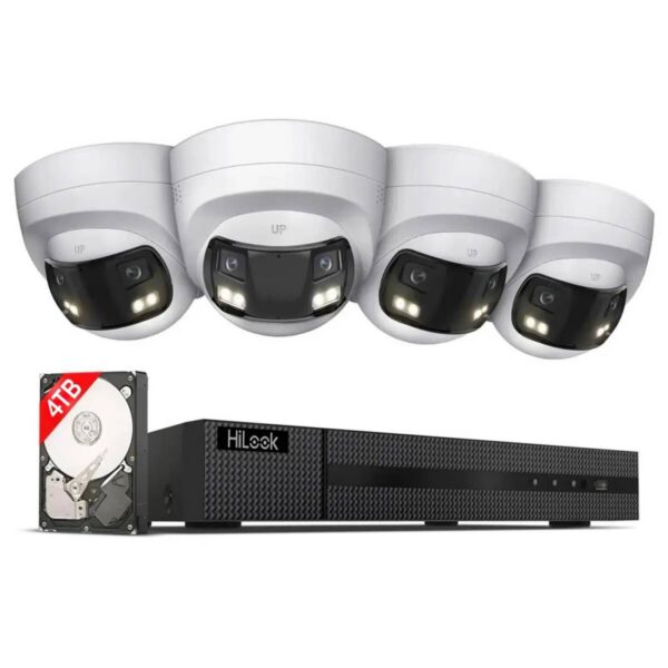 HiLook by HIKVISION 8 MP súprava sledovacích kamier | 180° zorné pole | 4* 8 MP Turret kamera | Smart Hybrid Light | NVR 16-CH | 4 TB HDD | Aplikácia pre smartfón