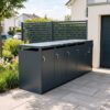 Metzler box na odpadkové koše s paketovou schránkou | sada | 4dílná pro 240 l | Paketbox XL s poštovní schránkou | ocel | antracit RAL 7016