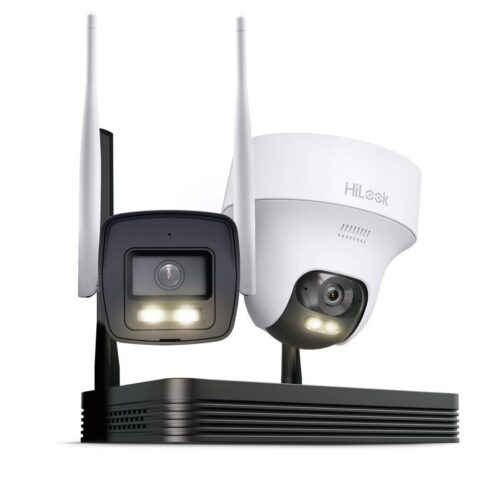 6cf4e699-9b77-42dd-8d06-82c912073034 HiLook EasyLink WLAN Kit | 4 MP Bullet + PT Turret bezpečnostné kamery | WiFi NVS | Kompletná sada | Detekcia osôb a vozidiel | Farebné nočné videnie | 2-cestný audio prenos | 24/7 záznam | IKS-2044BTH-PH/W